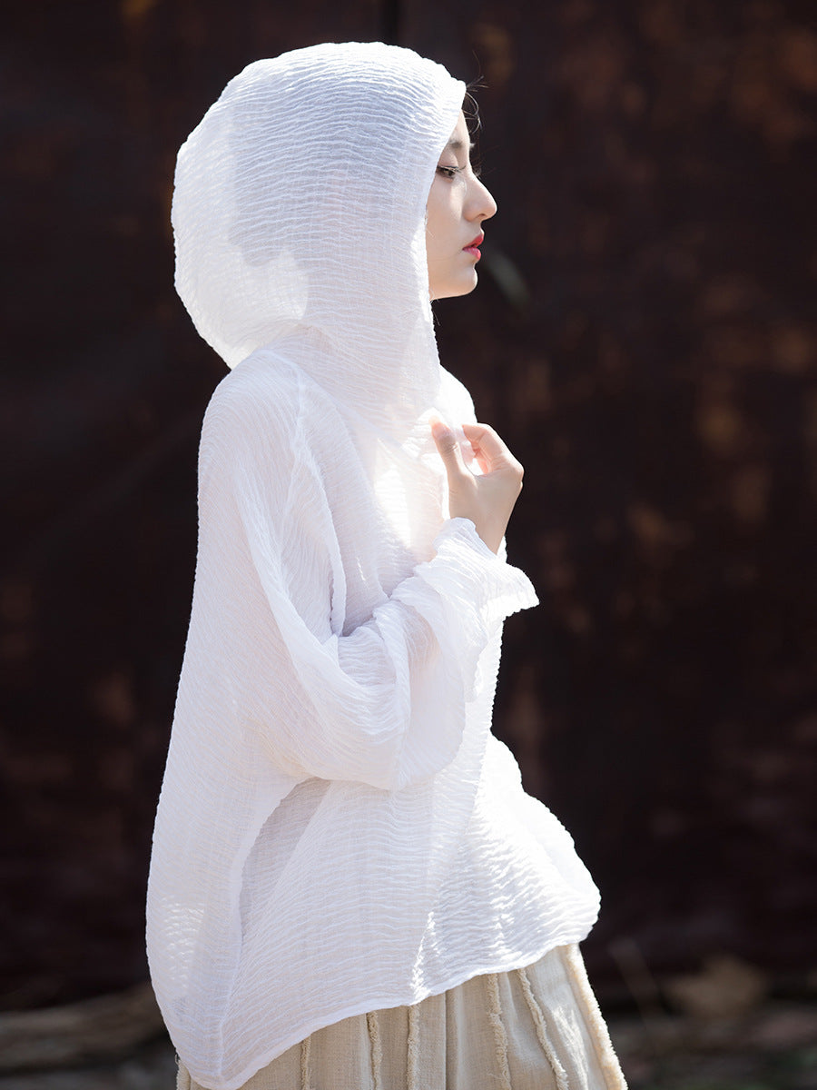 Women Summer Casual Solid Thin Hooded Sunproof Shirt CV1014 Ada Fashion