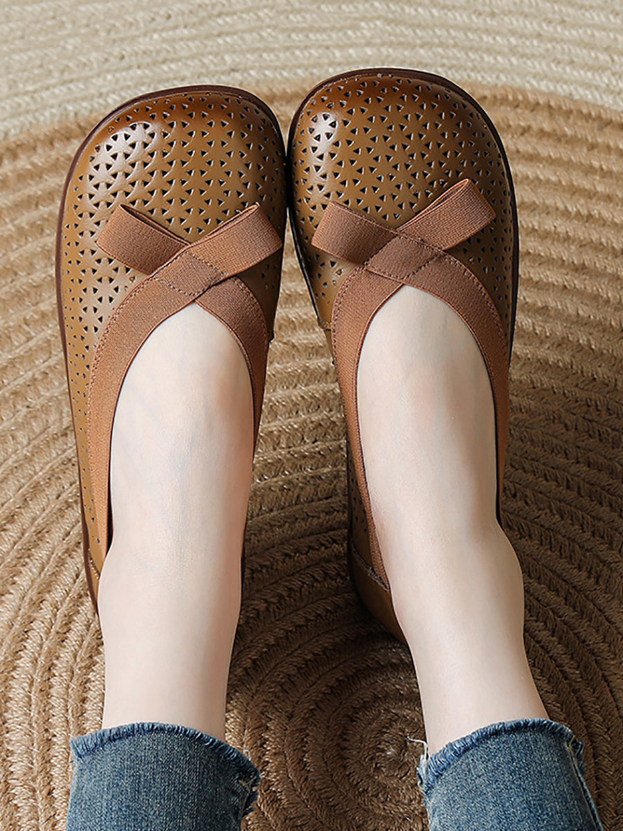 Genuine Leather Women Shoes Casual Soft Flat FashionChic
