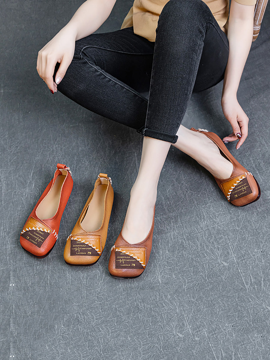 Women Artsy Colorblock Soft Leather Flat Shoes KL1024 Ada Fashion