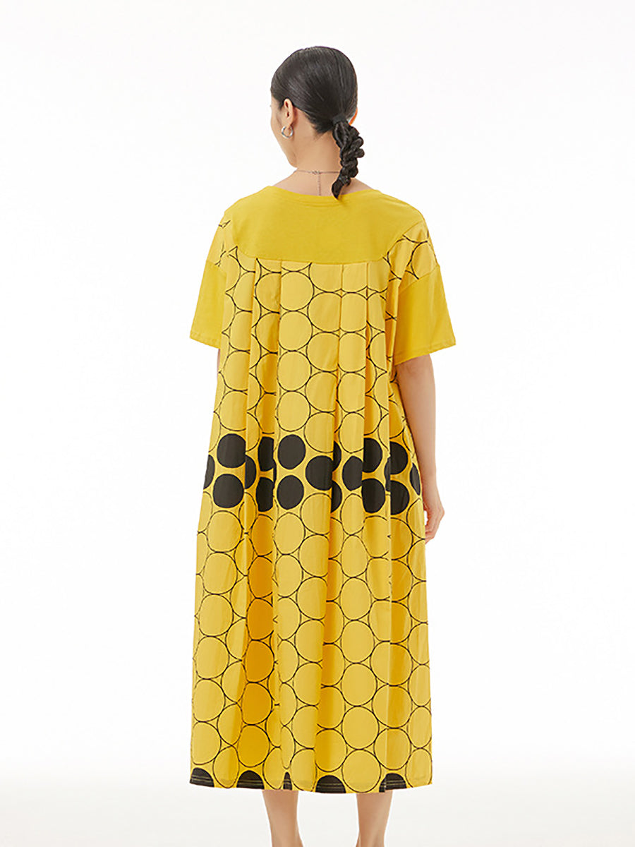 Women Casual Dot Spliced Summer Loose Dress KL1001 Ada Fashion