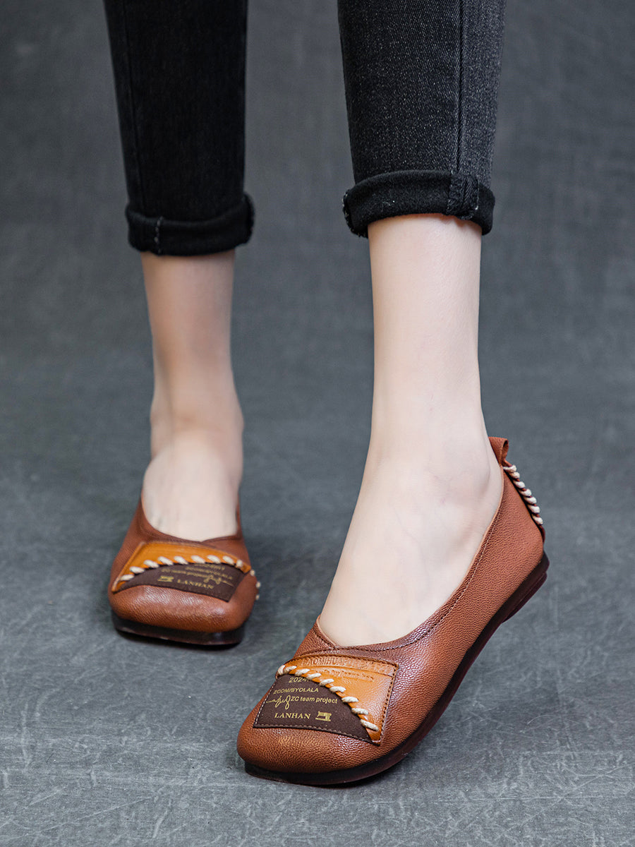 Women Artsy Colorblock Soft Leather Flat Shoes KL1024 Ada Fashion