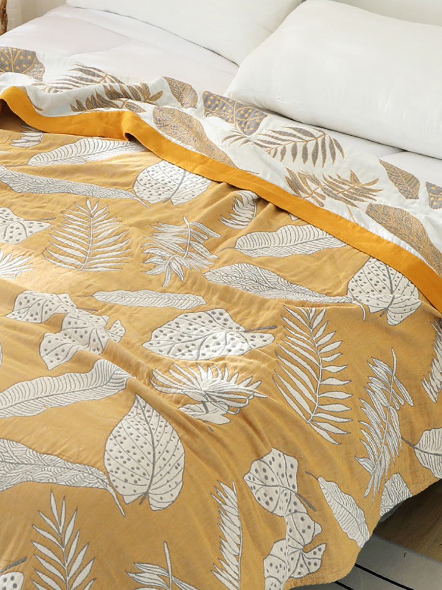 5Layer Cotton Summer Nap Leaf Jacquard Sofa Blanket TY1011 Ada Fashion