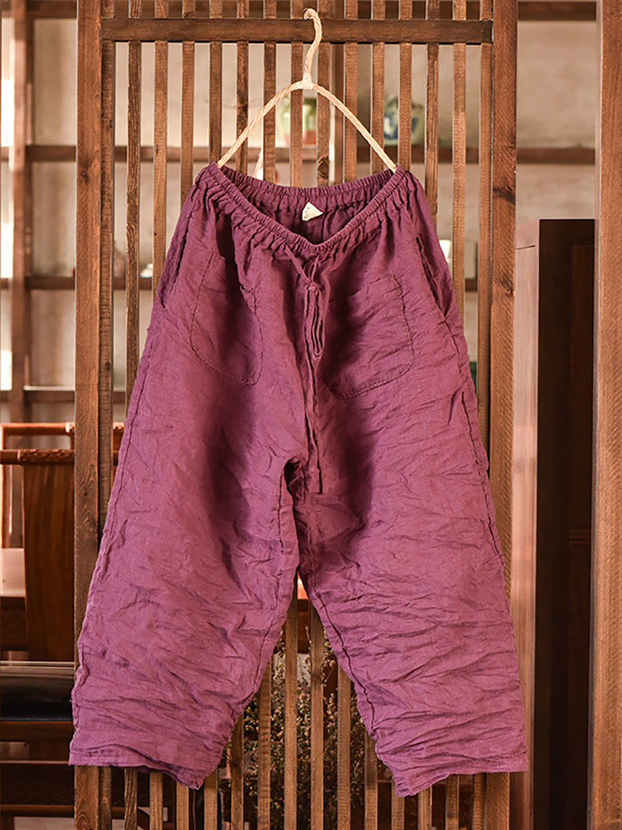 Plus Size Women Summer Vintage Linen Harem Pants OO1054 QYMM