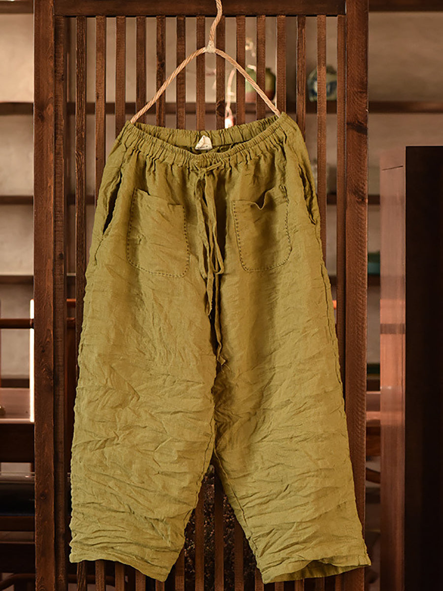 Plus Size Women Summer Vintage Linen Harem Pants OO1054 QYMM