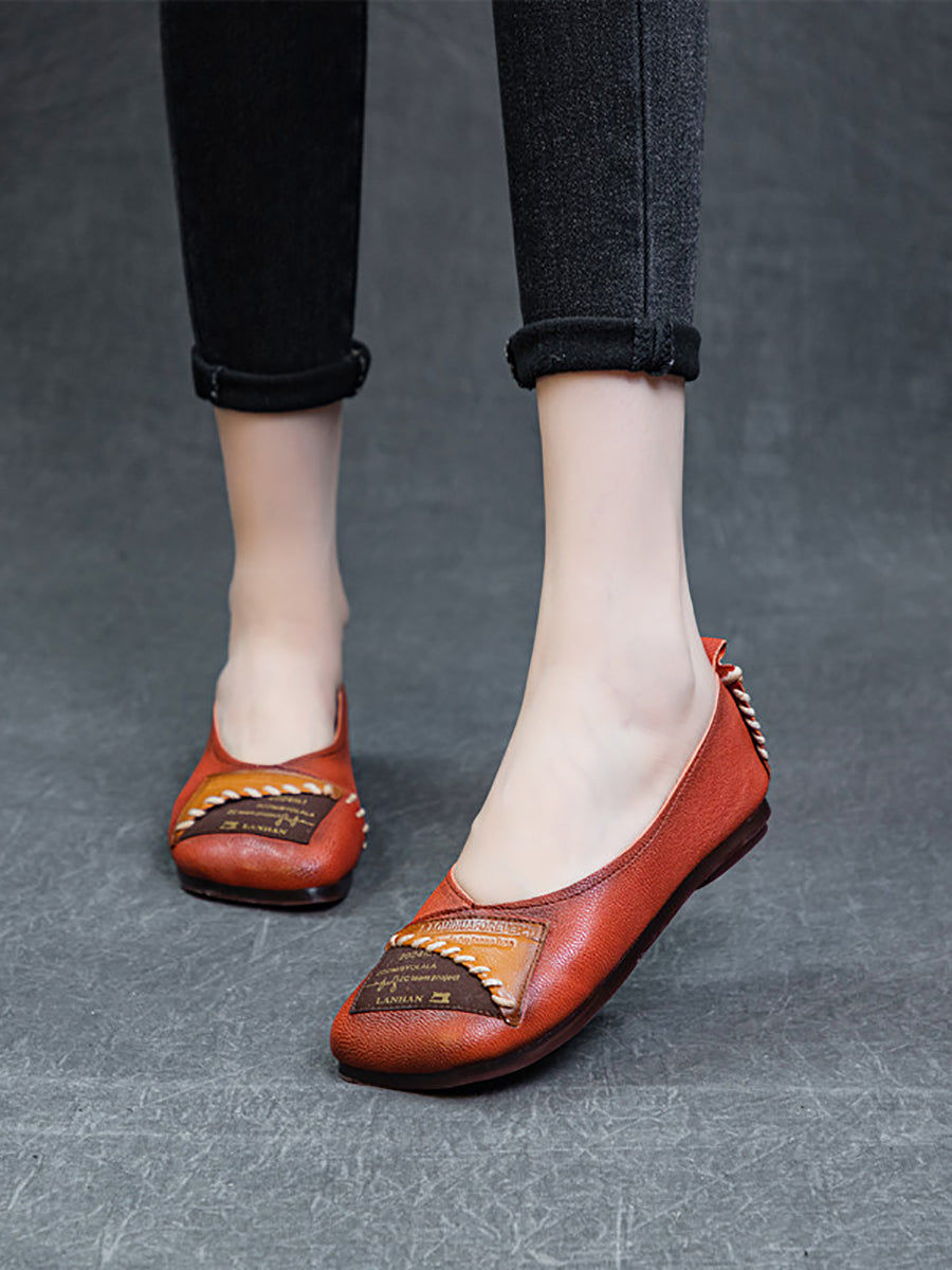 Women Artsy Colorblock Soft Leather Flat Shoes KL1024 Ada Fashion