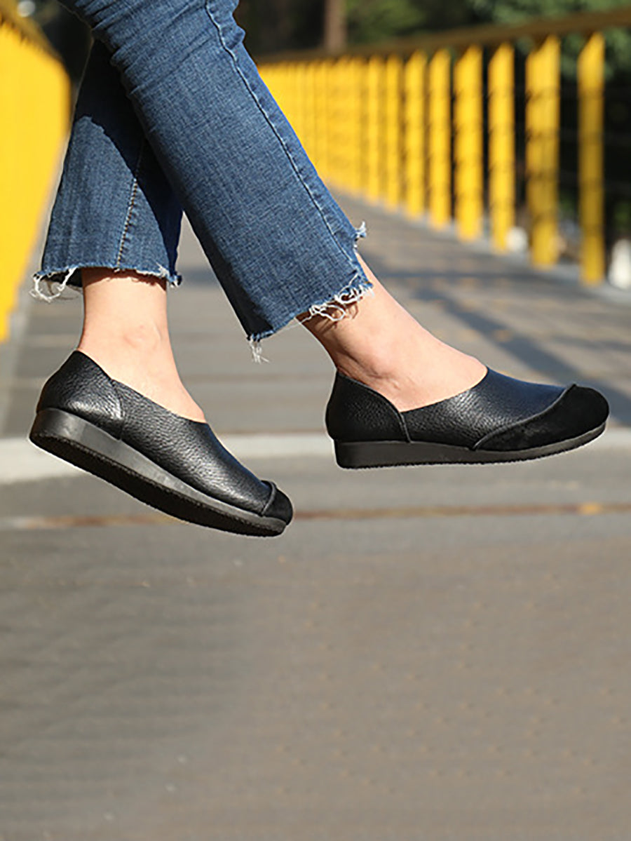 Women Summer Genuine Leather Spliced Flat Shoes AT1043 ZYXY