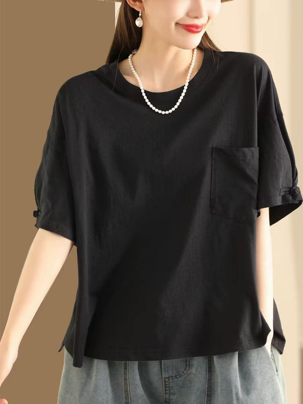 Women Summer Casual Solid Loose Cotton Shirt TY1004 Ada Fashion