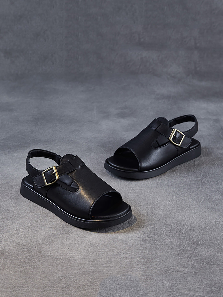 Women Soft Toe Leather Sandals Summer Open FashionChic