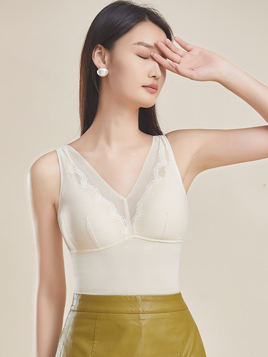 Women Seamless Lace Warm With Breast Pads Base AA1023 Ada Fashion