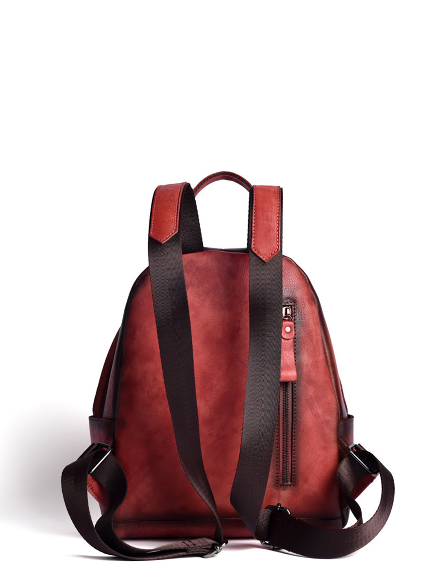 Women Retro Leather Zipper Large Capacity Backpack AH1079 AMRMY