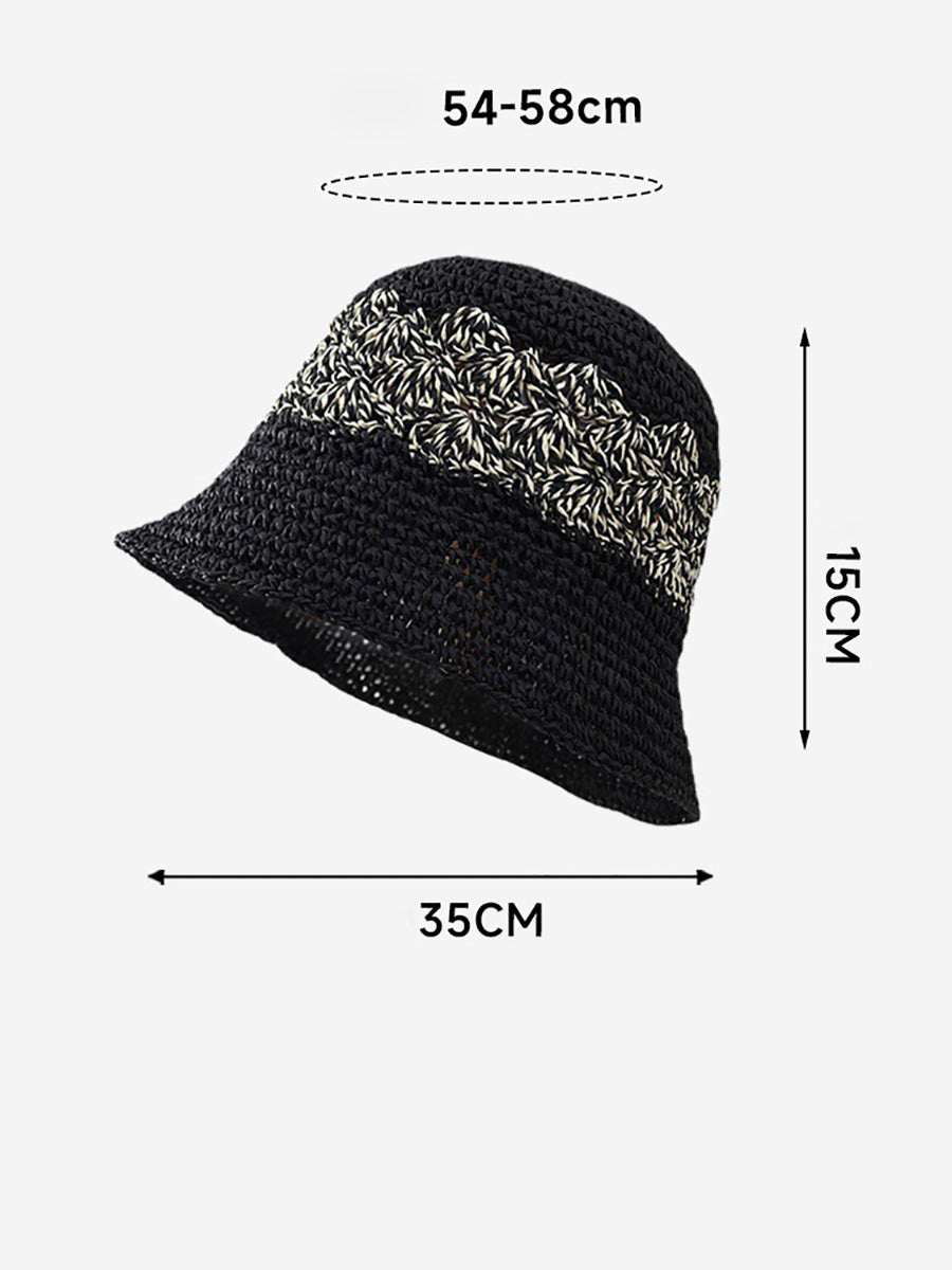 Women Summer Artsy Straw Weave Colorblock Fishman Hat CX049 BUYKUD