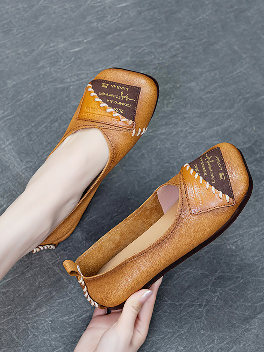 Women Artsy Colorblock Soft Leather Flat Shoes KL1024 Ada Fashion