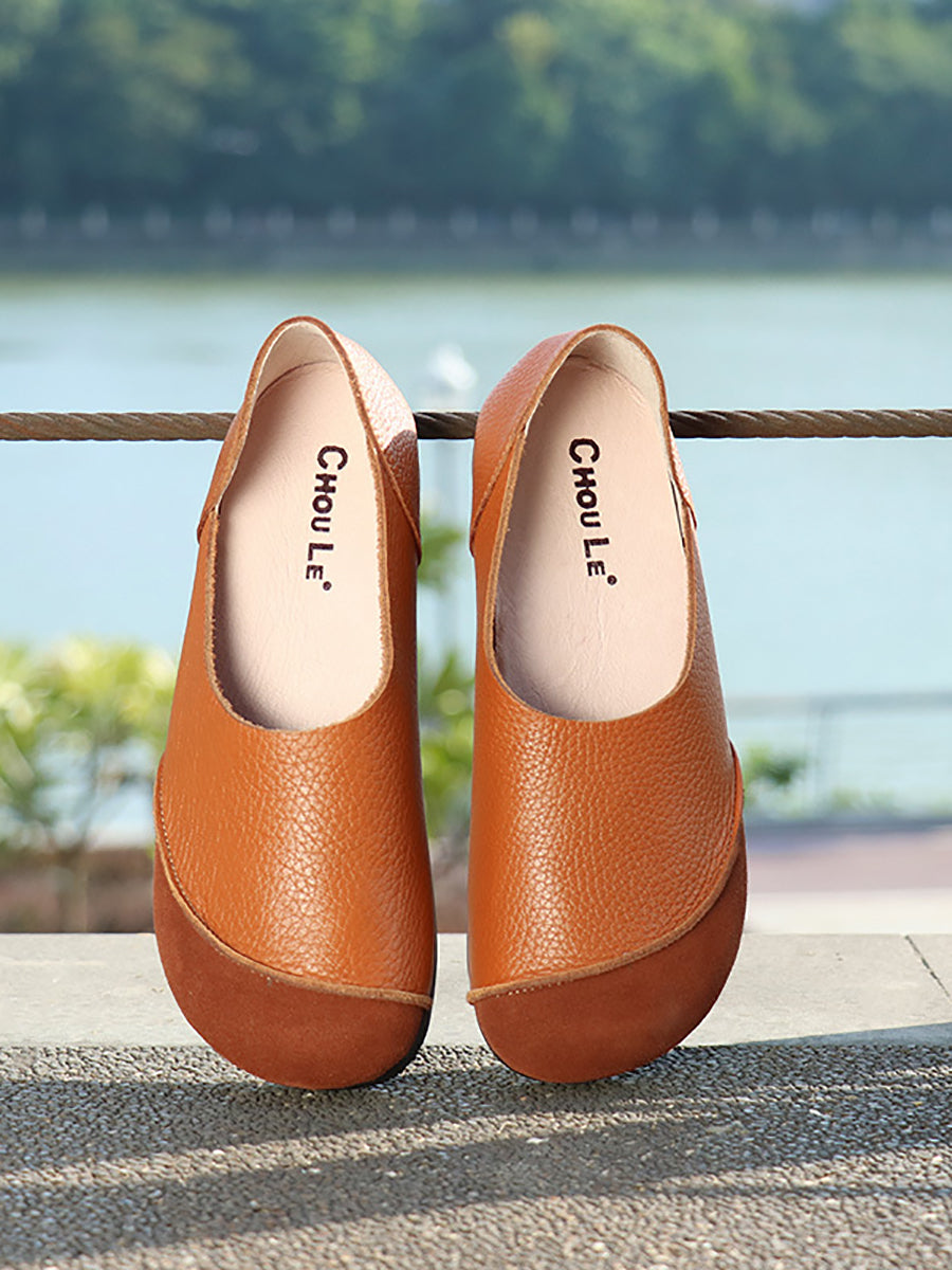 Women Summer Genuine Leather Spliced Flat Shoes AT1043 ZYXY