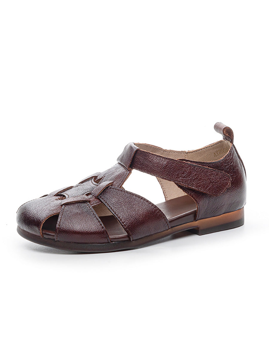Leather Summer Soft Women Spliced Sandals FashionChic