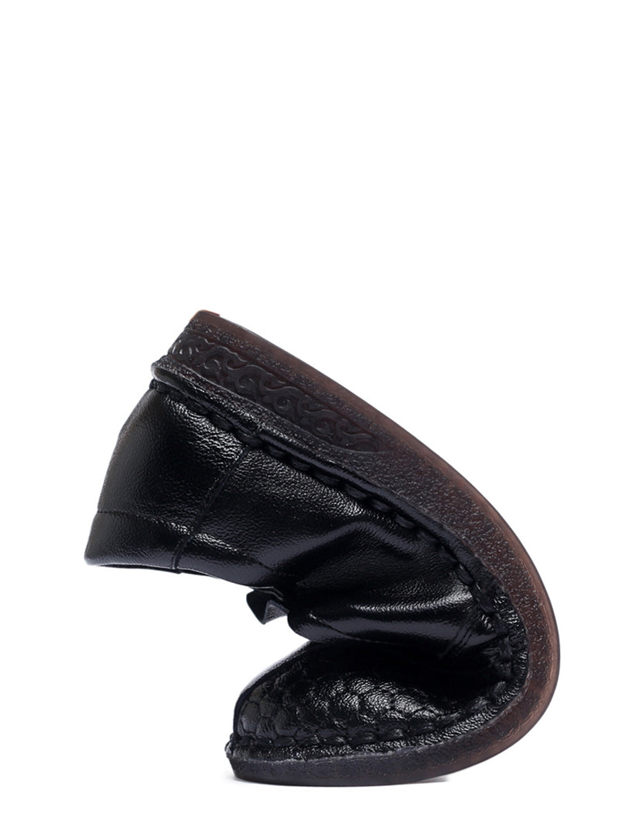 Women Vintage Summer Leather Spliced Low Heel Shoes AS1010 XRXY