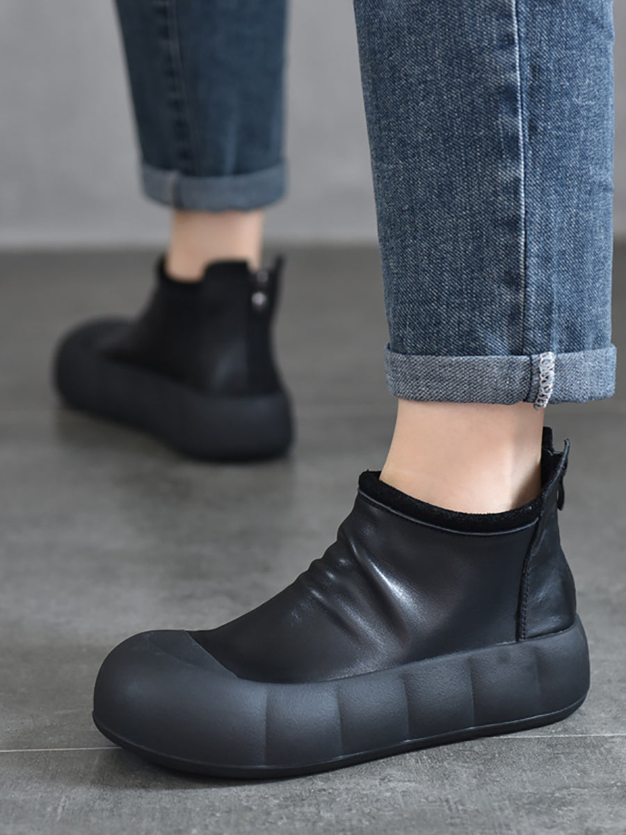 Women Vintage Autumn Soft Leather Platform Boots AS1017 TZTJ