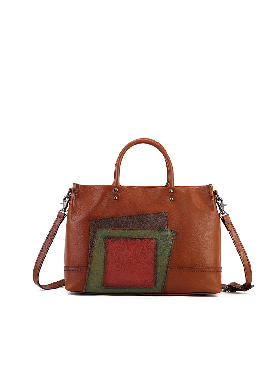 Women Leather Patchwork Laege Capacity Hand Bag Shoulder Bag AH1076 ZLPJ