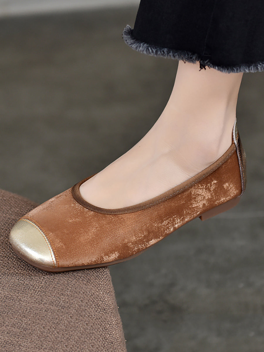 Women Elegant Summer Colorblock Cowhide Flat Shoes KL1022 Ada Fashion
