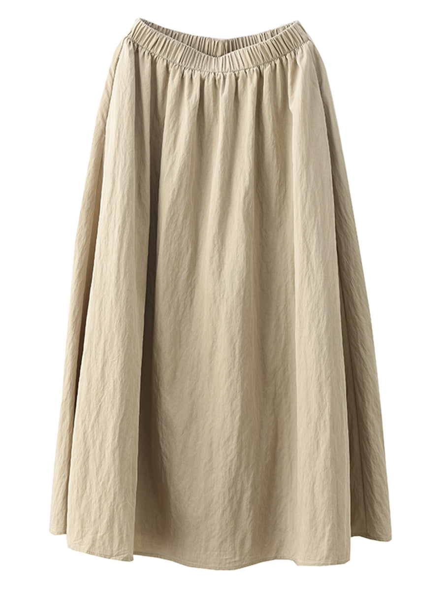 Women Summer Casual Solid Cotton A-shape Skirt KL1014 Ada Fashion