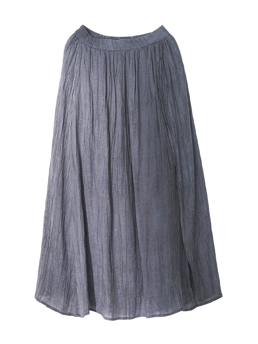 Plus Size Women Casual Solid Ramie Loose Skirt KL1030 Ada Fashion