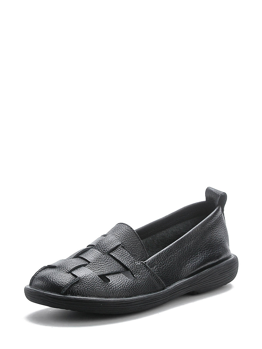 Women Summer Vintage Leather Soft Weave Flat Shoes AS1018 Ada Fashion