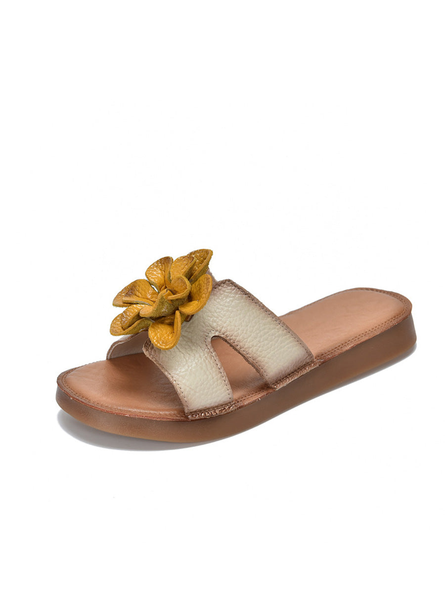Slippers Genuine Flower Women Casual Leather FashionChic