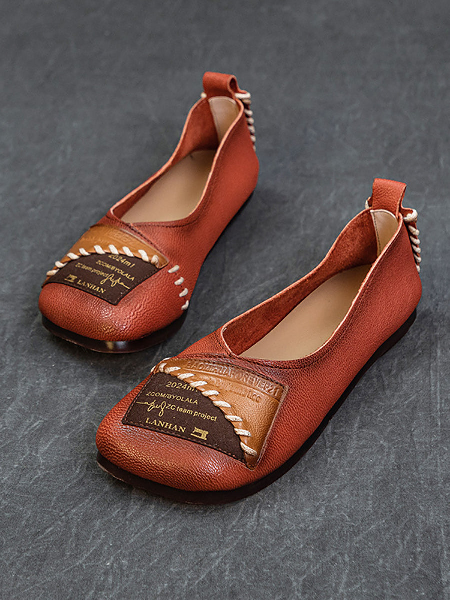 Women Artsy Colorblock Soft Leather Flat Shoes KL1024 Ada Fashion