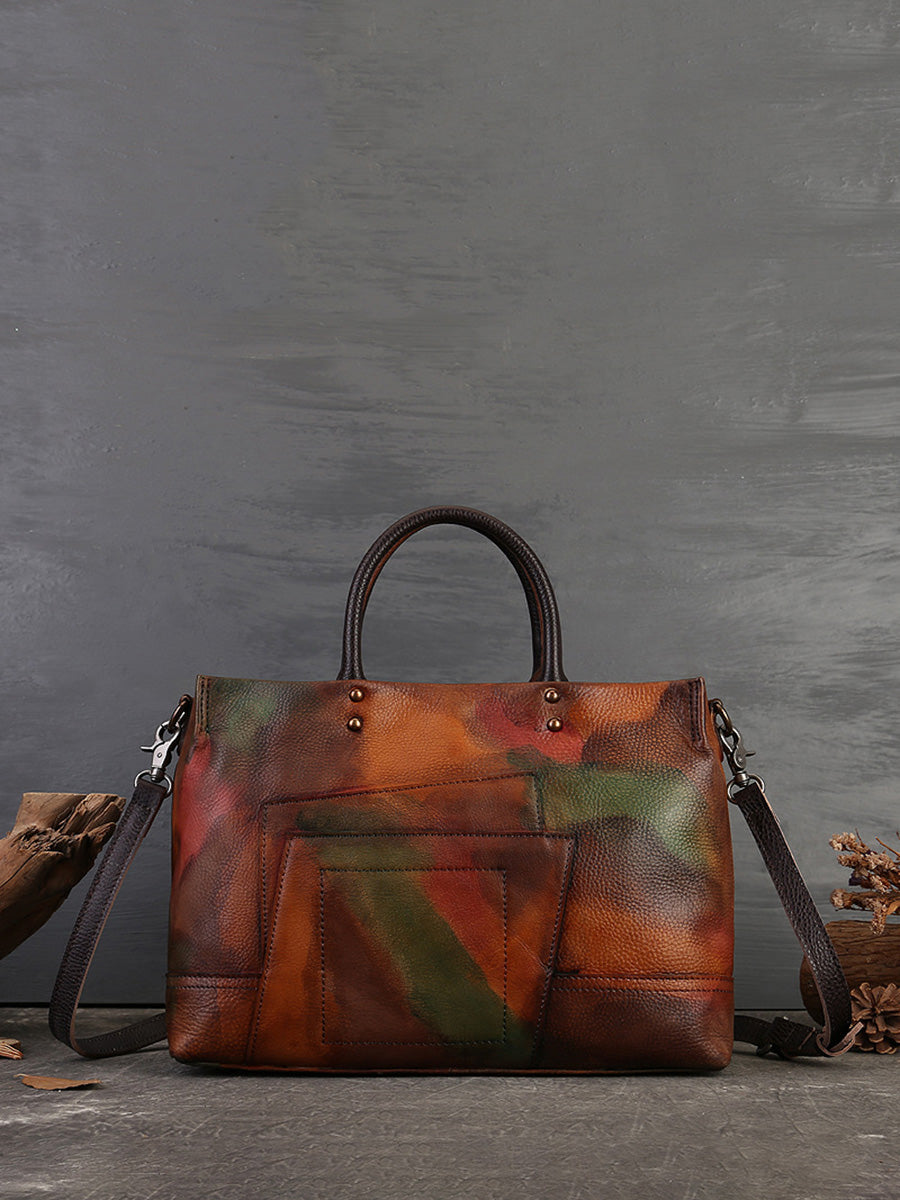 Women Leather Patchwork Laege Capacity Hand Bag Shoulder Bag AH1076 ZLPJ