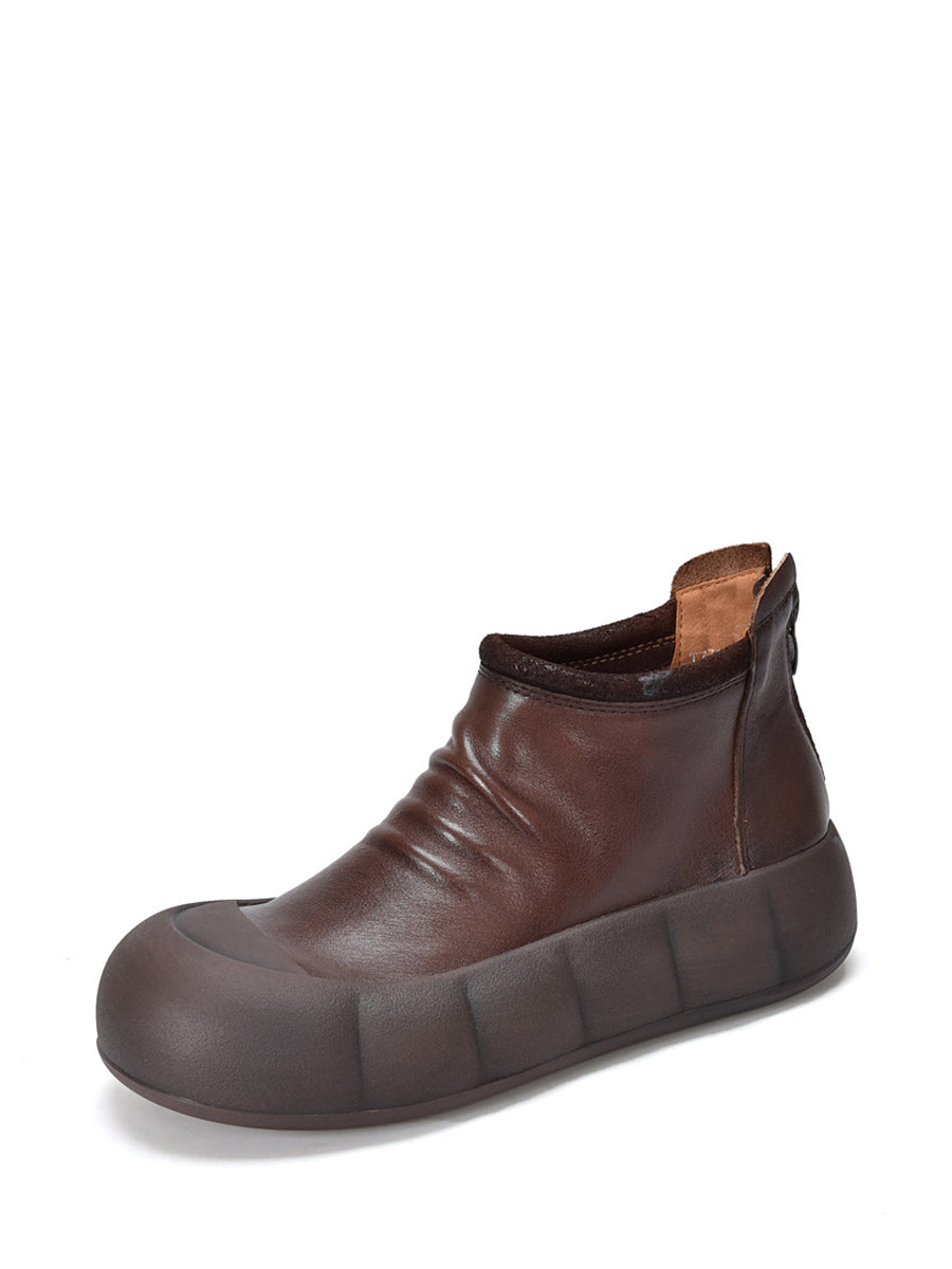 Women Vintage Autumn Soft Leather Platform Boots AS1017 TZTJ