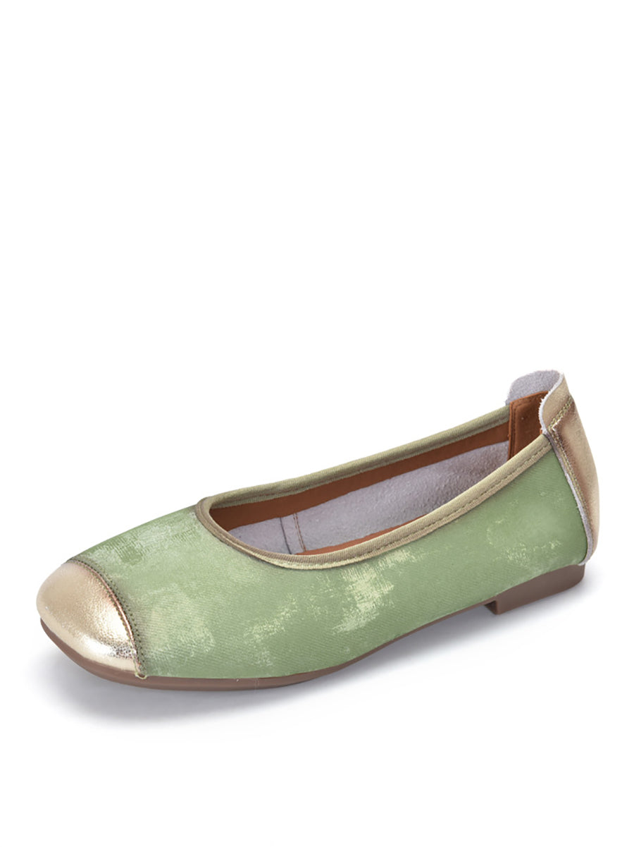 Women Elegant Summer Colorblock Cowhide Flat Shoes KL1022 Ada Fashion