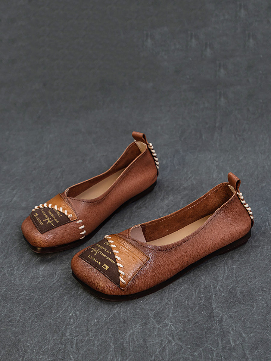 Women Artsy Colorblock Soft Leather Flat Shoes KL1024 Ada Fashion