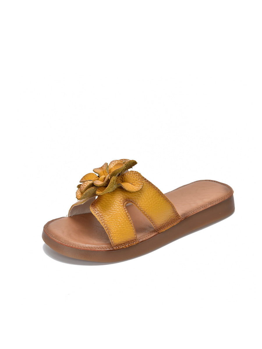 Slippers Genuine Flower Women Casual Leather FashionChic