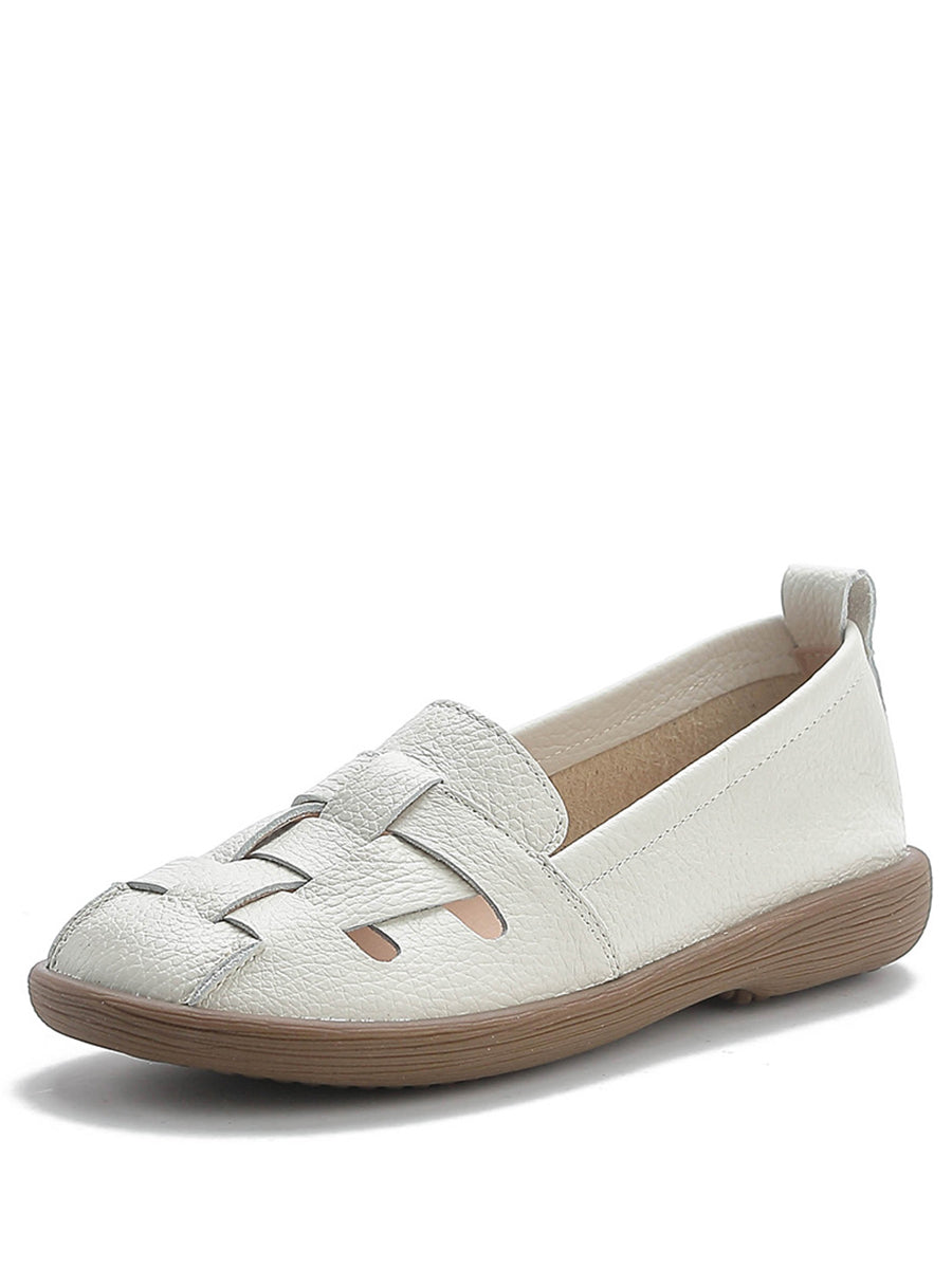 Women Summer Vintage Leather Soft Weave Flat Shoes AS1018 Ada Fashion