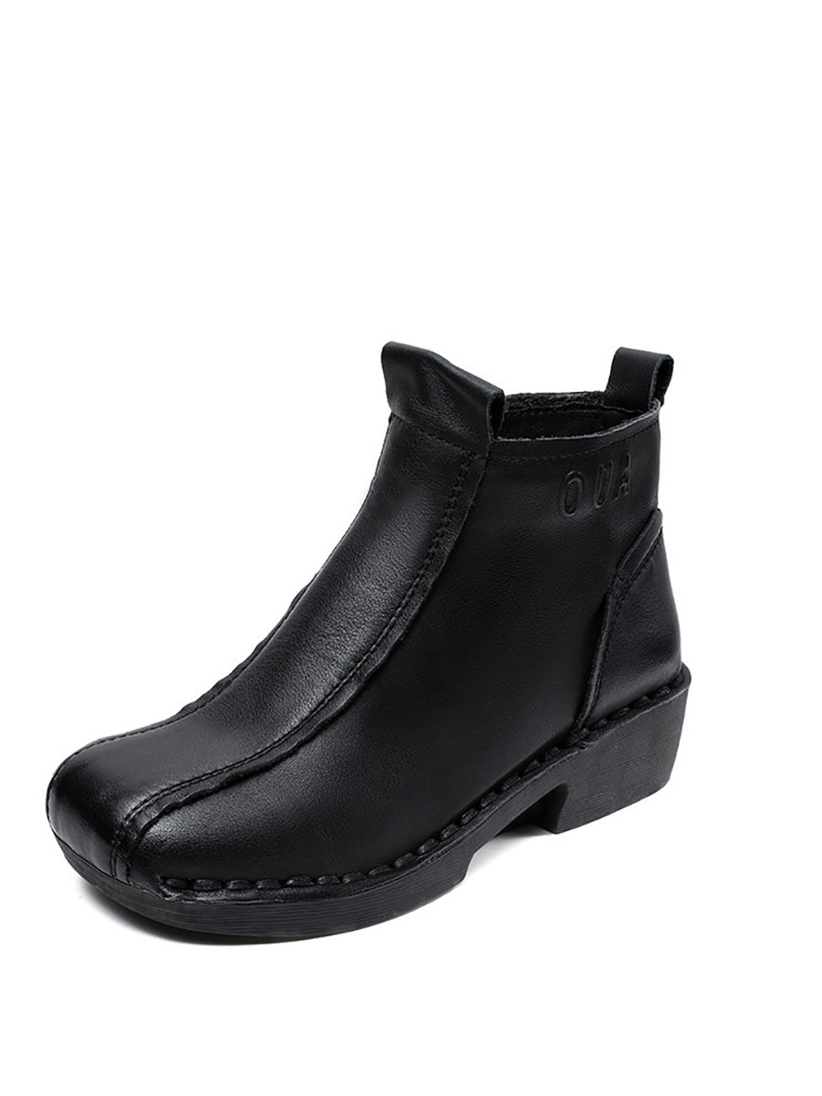 Women Autumn Genuine Leather Spliced Mid-Heel Boots AH1050 YYDS