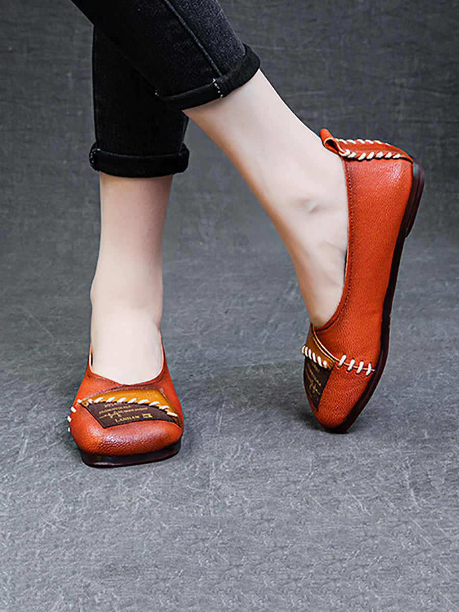 Women Artsy Colorblock Soft Leather Flat Shoes KL1024 Ada Fashion