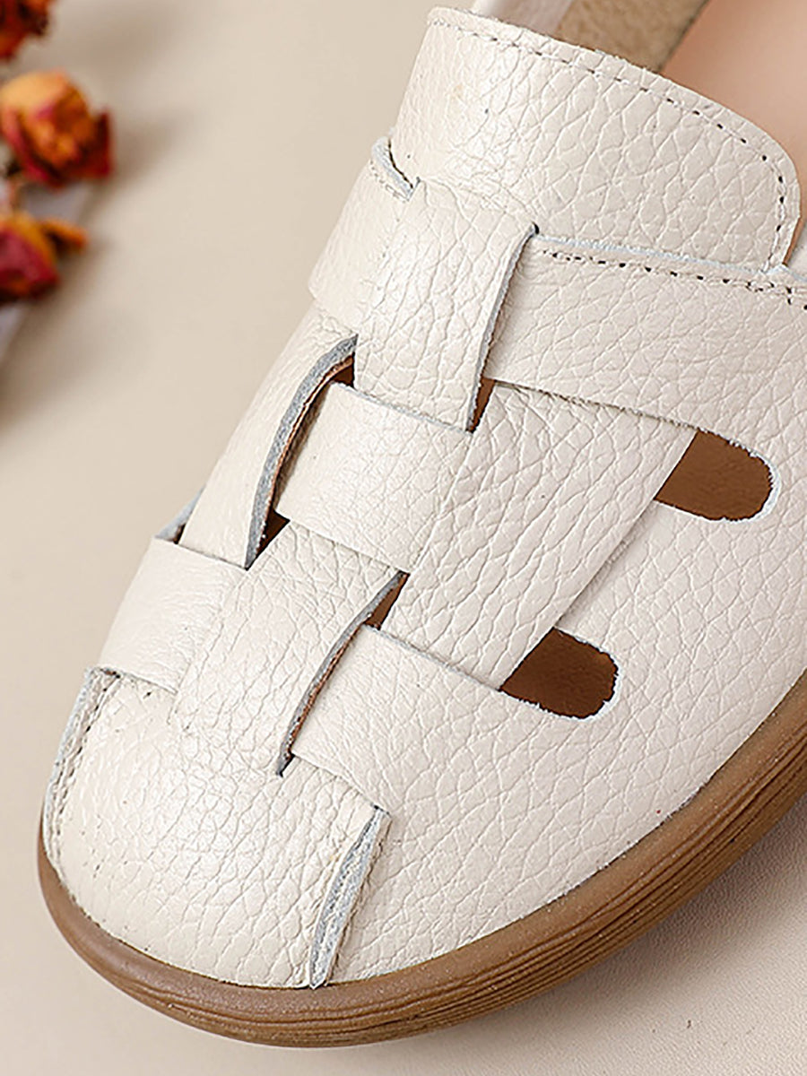 Women Summer Vintage Leather Soft Weave Flat Shoes AS1018 Ada Fashion