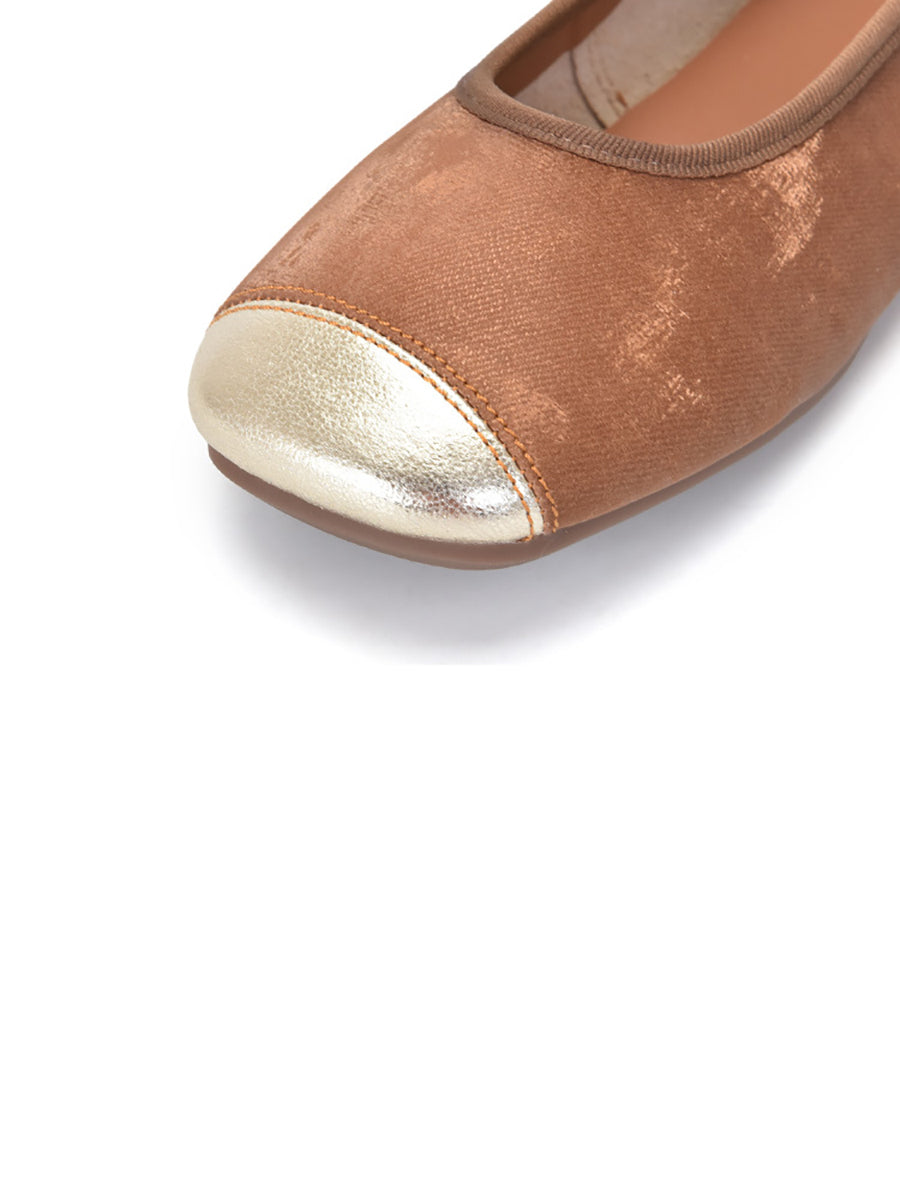 Women Elegant Summer Colorblock Cowhide Flat Shoes KL1022 Ada Fashion