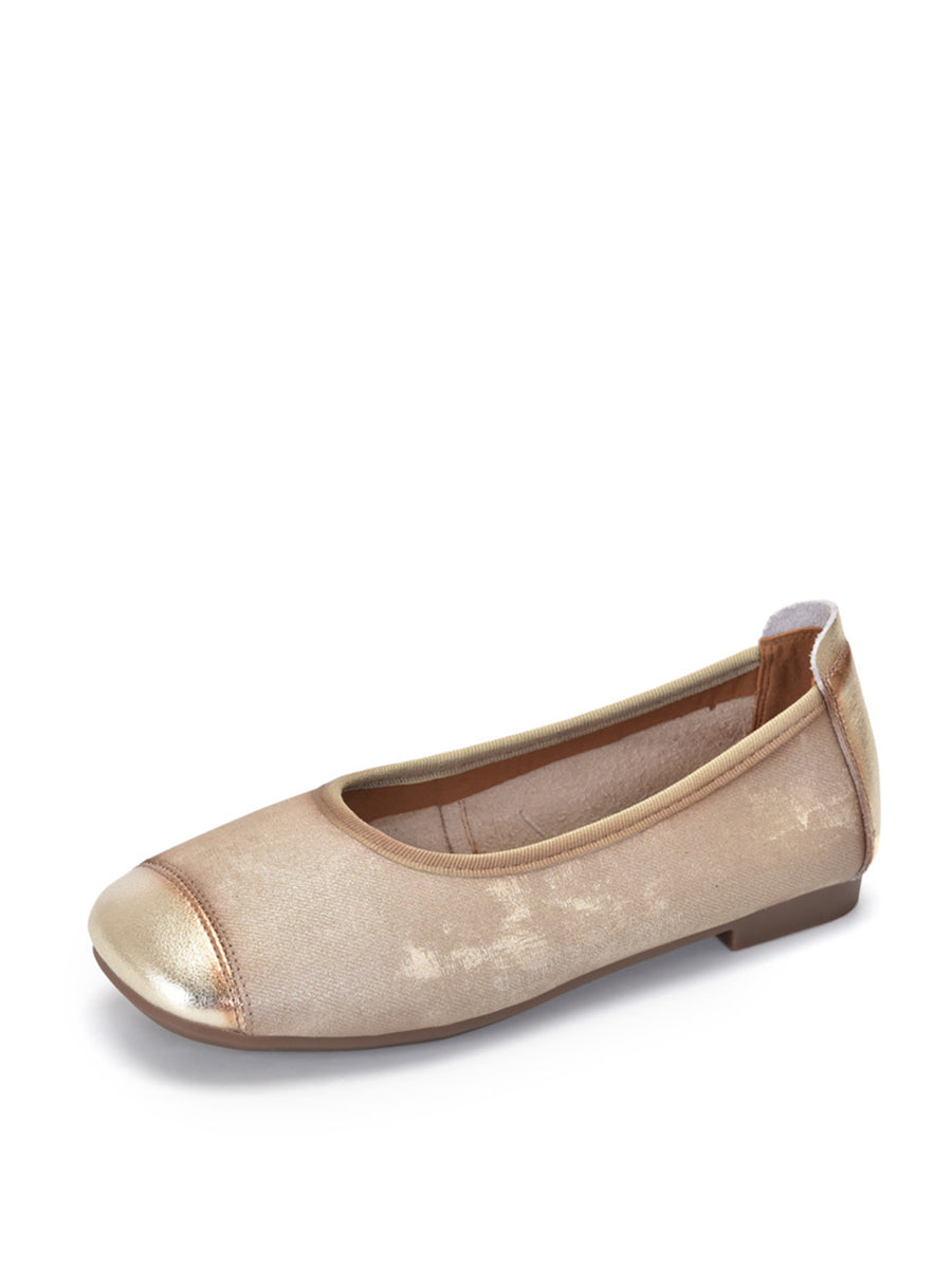 Women Elegant Summer Colorblock Cowhide Flat Shoes KL1022 Ada Fashion