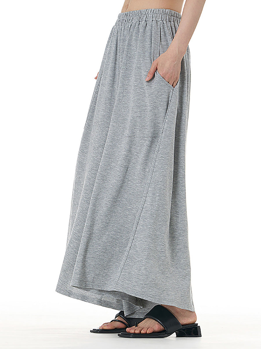 Women Summer Casual Solid Wide-leg Loose Pants FD050 BUYKUD