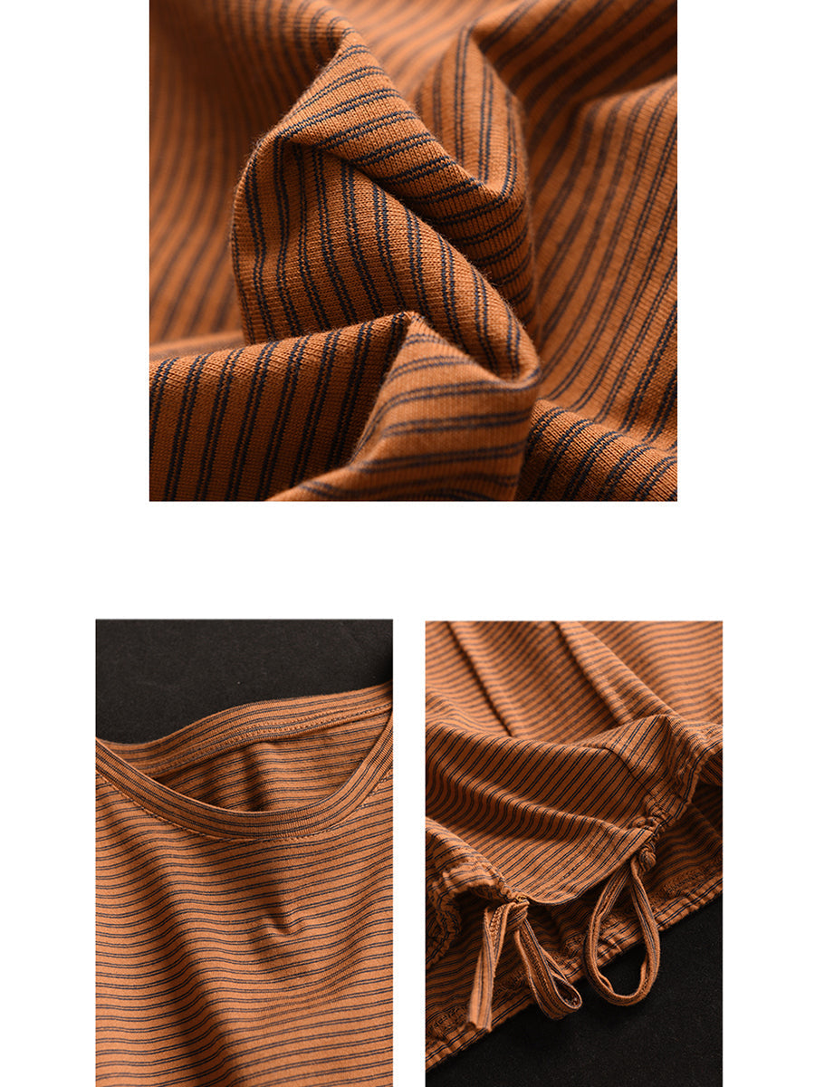 Women Summer Casual Stripe Strap Cotton Shirt CV1027 Ada Fashion