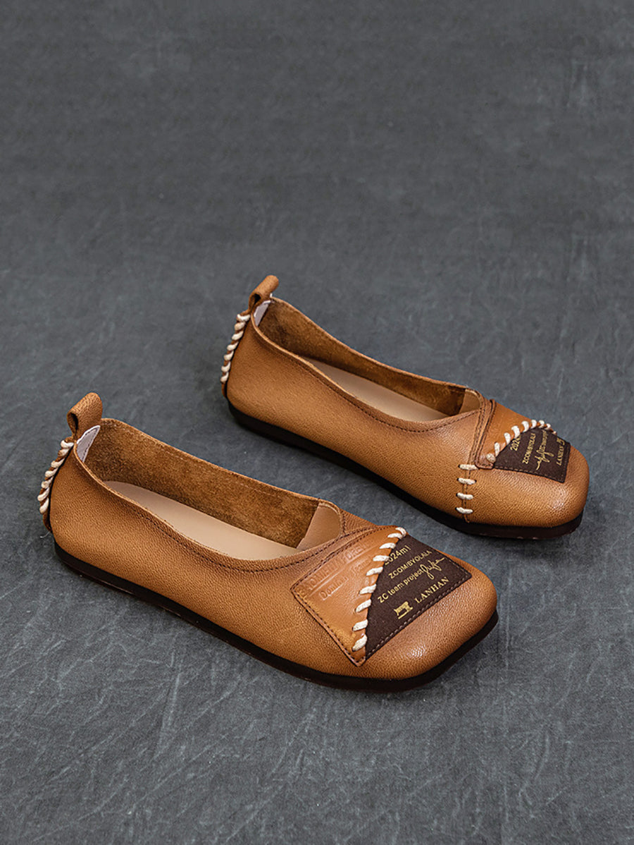 Women Artsy Colorblock Soft Leather Flat Shoes KL1024 Ada Fashion