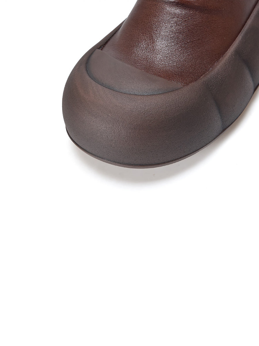 Women Vintage Autumn Soft Leather Platform Boots AS1017 TZTJ