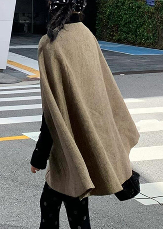 Plus Size Brown Peter Pan Collar Zippered Woolen Coats Winter WV009 ABC