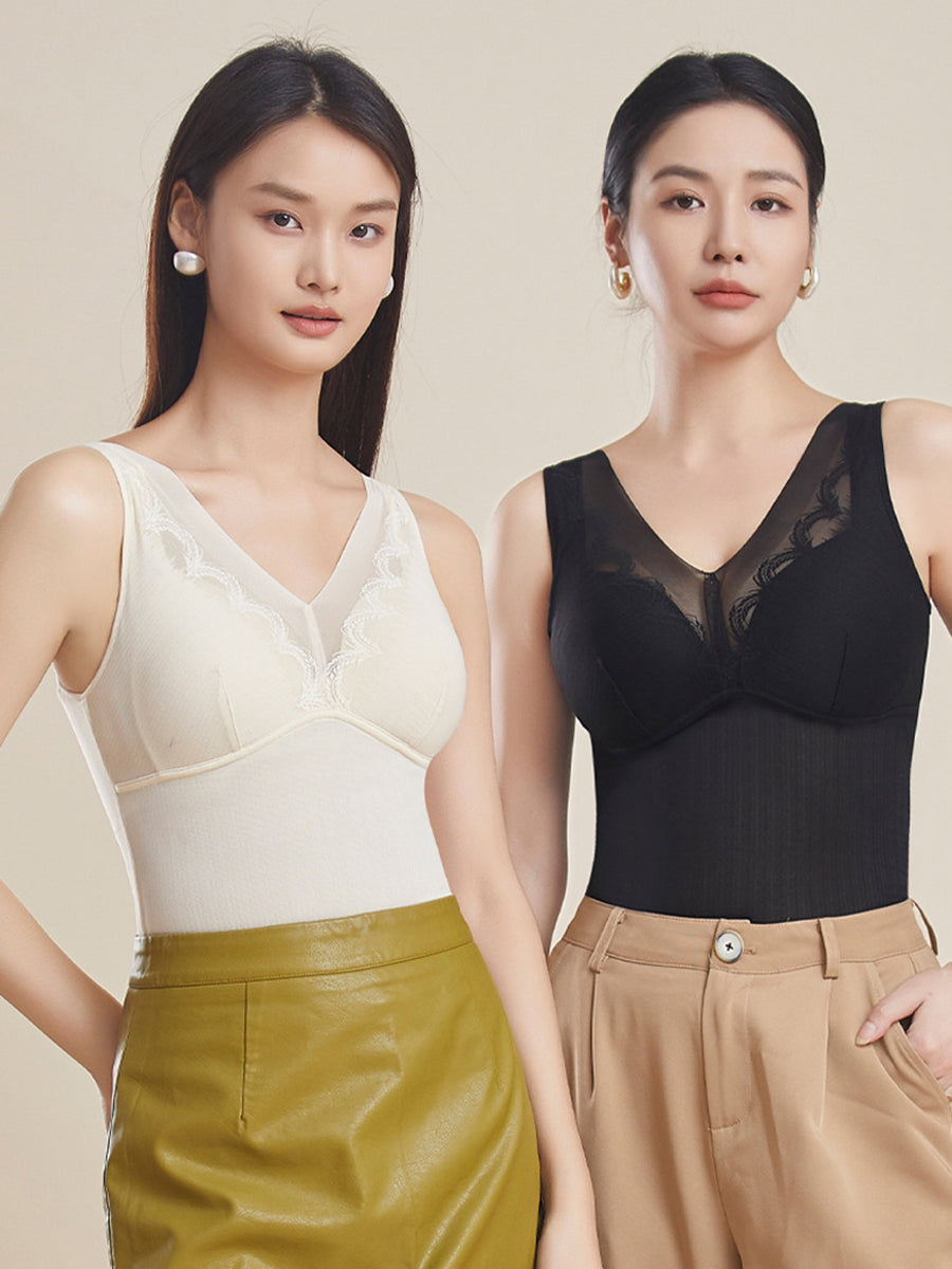 Women Seamless Lace Warm With Breast Pads Base AA1023 Ada Fashion