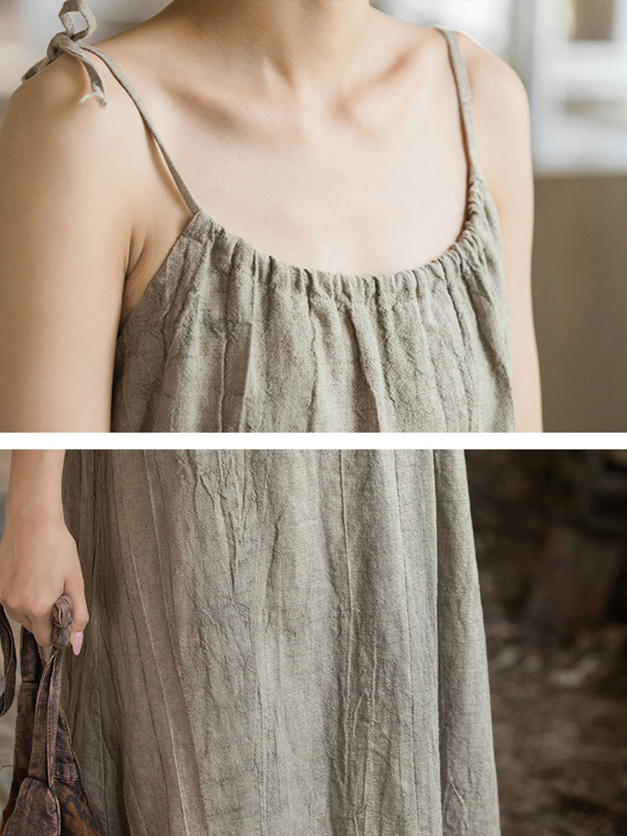 Plus Size Women Summer Vintage Solid Loose Vest Dress II1058 BXF