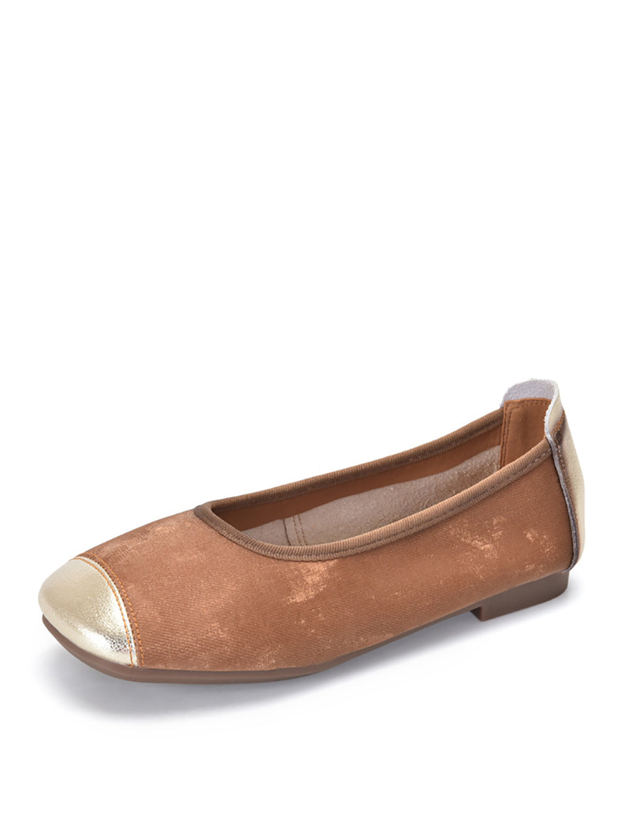 Women Elegant Summer Colorblock Cowhide Flat Shoes KL1022 Ada Fashion