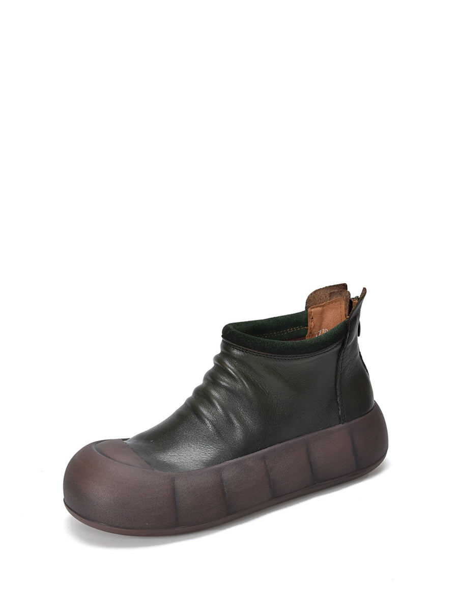 Women Vintage Autumn Soft Leather Platform Boots AS1017 TZTJ