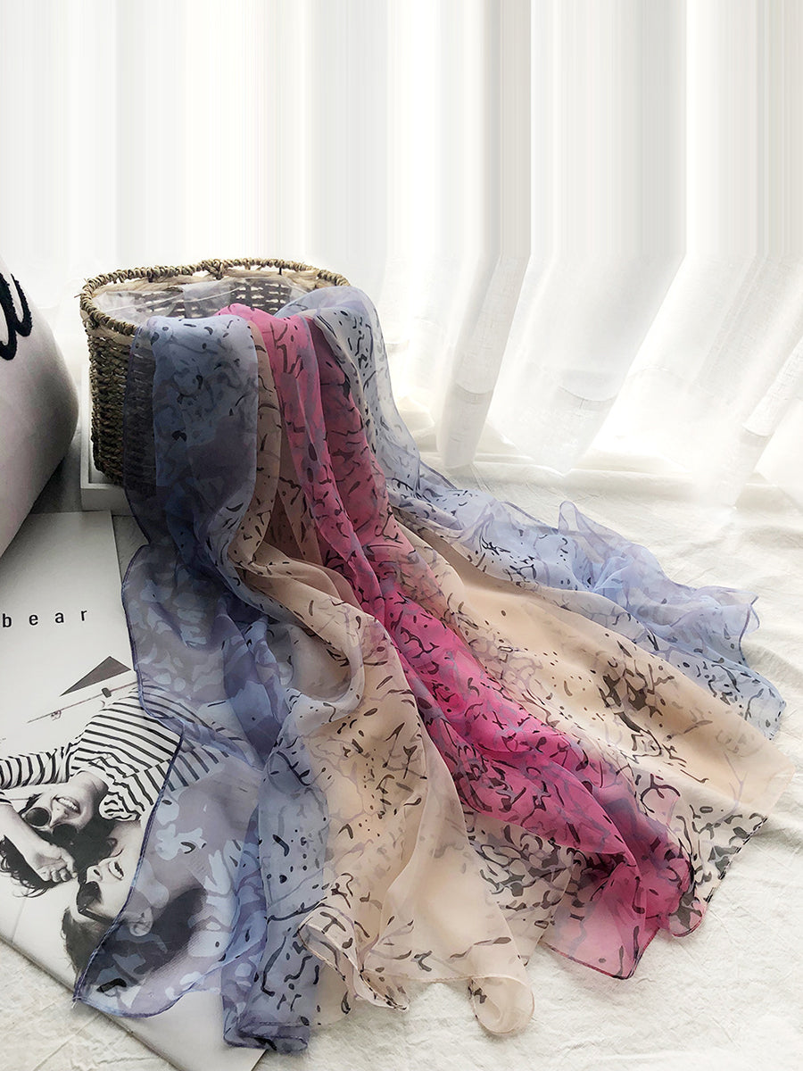 Women Colorblock Print Travel Shawl Scarf SC1037 Ada Fashion