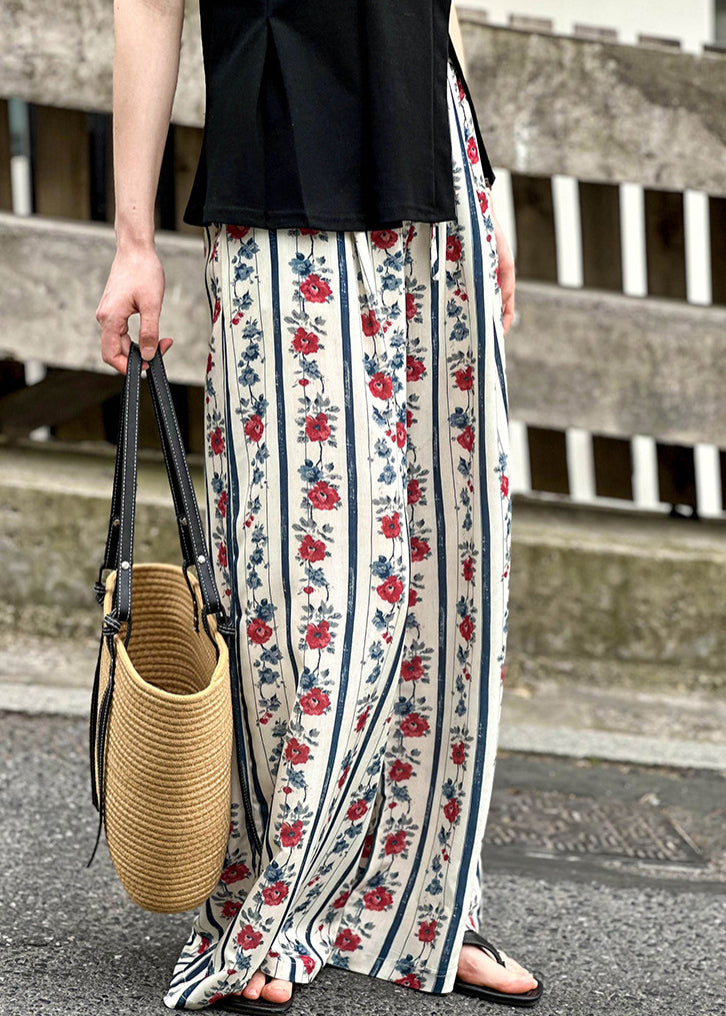 Loose Print Pockets Elastic Waist Wide Leg Pants Summer AF1052 HS-LPTS240914