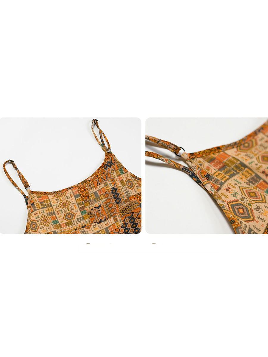 Plus Size Women Summer Vintage Spliced Loose Vest Dress QW1030 Ada Fashion